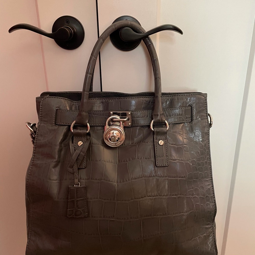 Michael Kors Grey Faux Alligator Bag